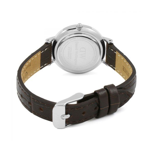 Ženski sat s kožnim remenom i bijelim brojčanikom s detaljima srebrene boje Daniel Wellington Petite York, ⌀ 28 mm-image-3