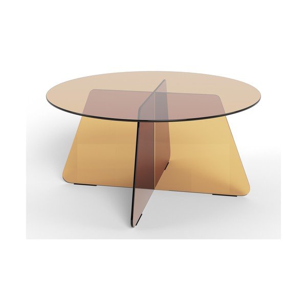 Smeđi stakleni okrugao stolić za kavu ø 80 cm Samos – Actona