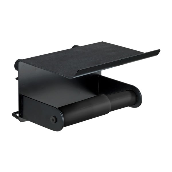 Crni zidni držač toaletnog papira s držačem za mobitel Wenko Classic Plus-image-3