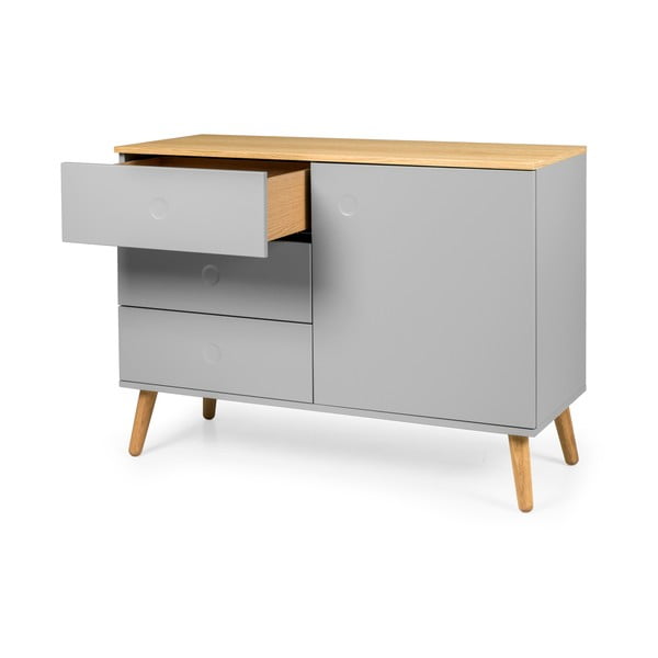 Siva niska komoda u dekoru hrasta 109x79 cm Dot – Tenzo-image-3