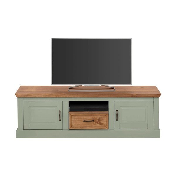 Svijetlo zelena TV komoda od masivnog bora 160x50 cm Selma – Støraa