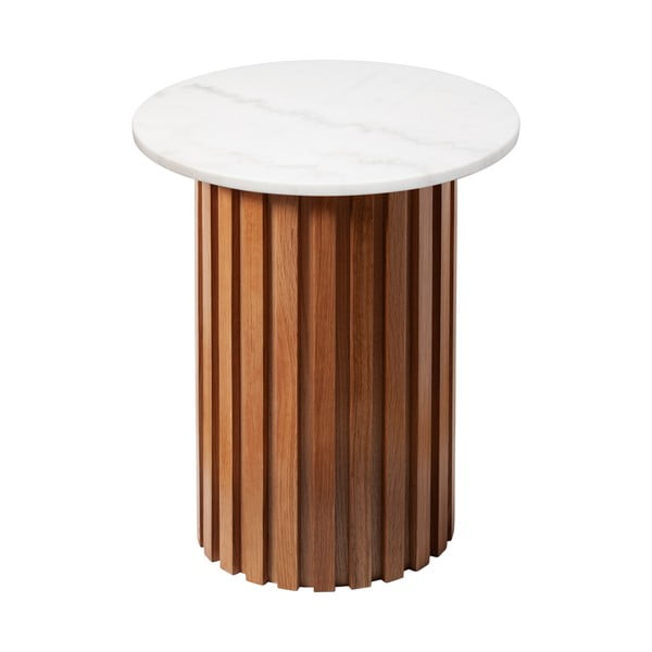 Stol od bijelog mramora s hrastovom bazom RGE Moon, ⌀ 50 cm