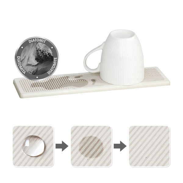 Bež podloga za ocjeđivanje posuđa od dijatomita 30x8 cm Damon – Wenko-image-3