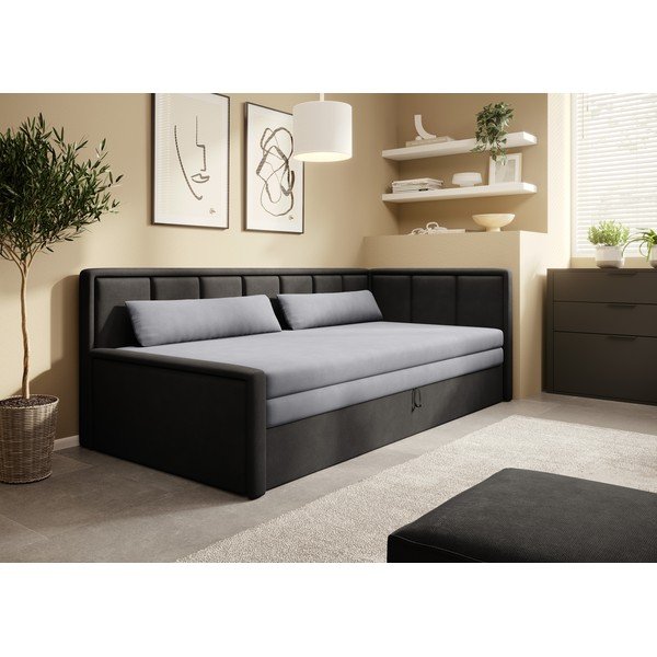 Tamno siva sklopiva/s prostorom za odlaganje sofa od šenila 214 cm Fulgeo – ELTAP-image-1
