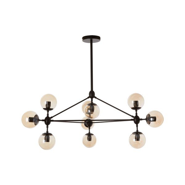 Crna metalna viseća svjetiljka sa staklenim sjenilom Abira – Premier Housewares-image-2