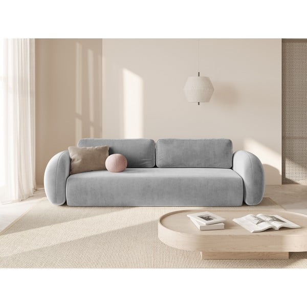 Svijetlo siva baršunasti sklopiva/s prostorom za odlaganje sofa 262 cm Tonale – Cosmopolitan Design-image-1