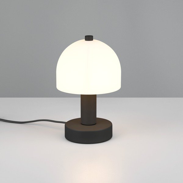 Crno-bijela stolna lampa sa staklenim sjenilom (visina 19 cm) Glenn – Reality-image-1