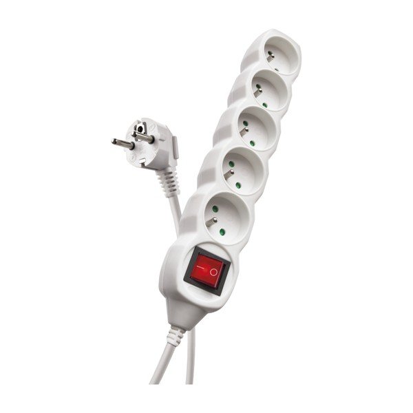 Bijeli produžni kabel s 5 utičnica i prekidačem EMOS, 5m-image-1