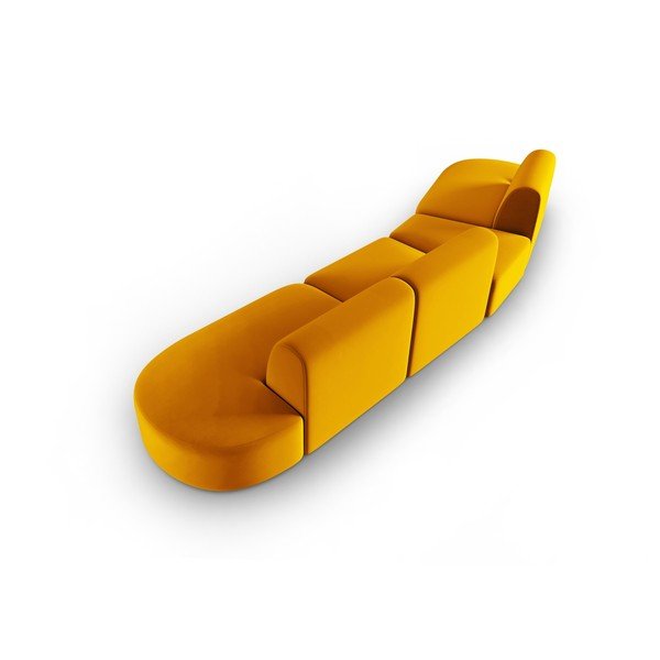 Senf žuta baršunasti sofa s lijevim kutom 428 cm Paolo – Milo Casa-image-3