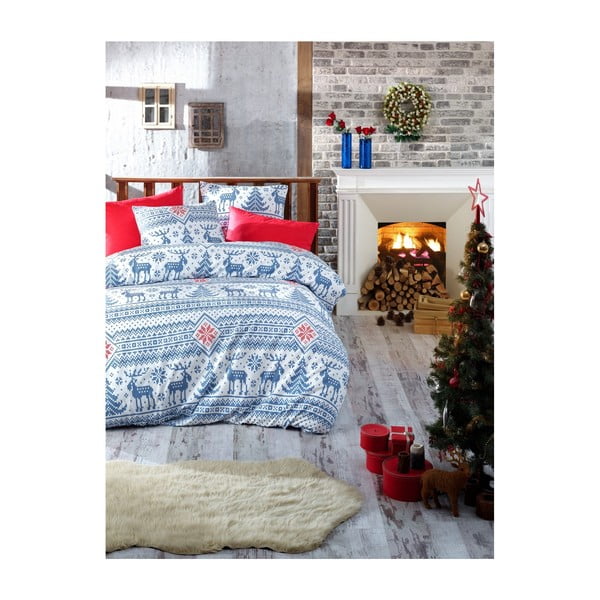 Božićna pamučna posteljina s plahtama Emily, 160 x 220 cm