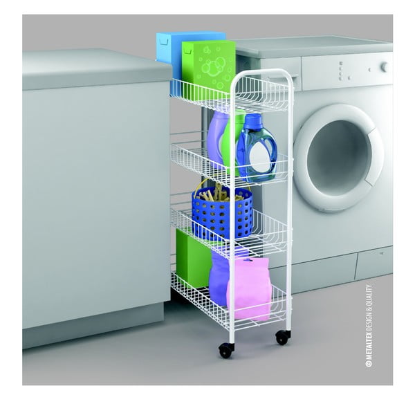 Bijela metalna mobilna polica 23x84 cm - Metaltex-image-4