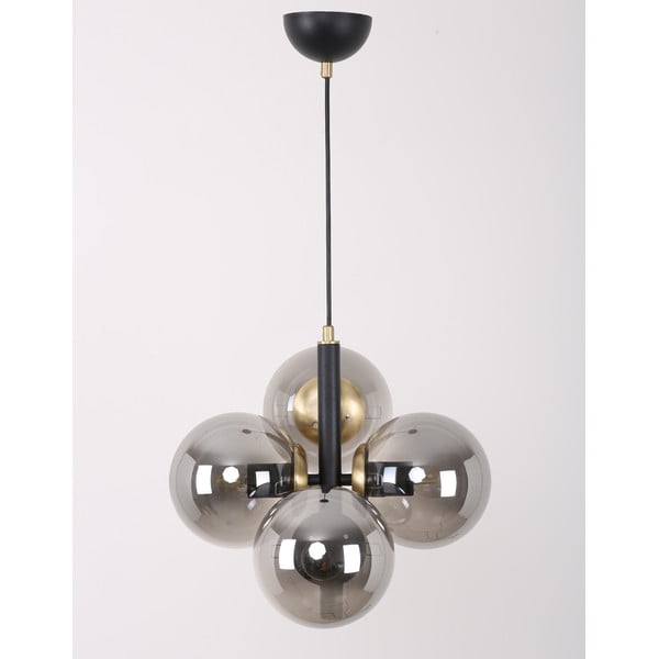 Crna/siva viseća svjetiljka sa staklenim sjenilom ø 15 cm Forte – Squid Lighting-image-4