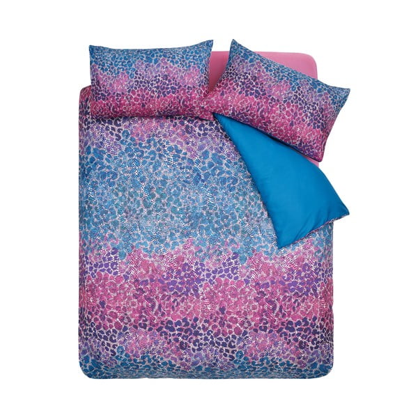 Plava/ružičasta posteljina za bračni krevet/za produženi krevet od mikrosatena 230x220 cm Animal Print – Catherine Lansfield