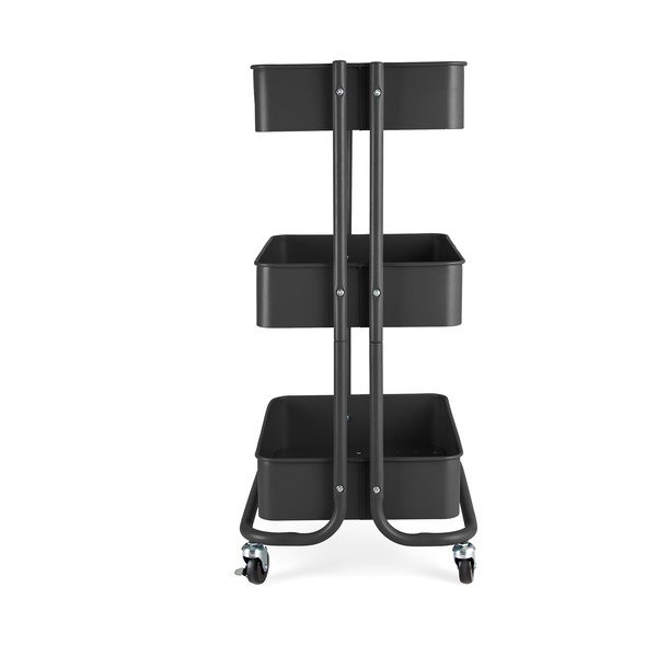 Crni metalni regal na kotačima 43x35 cm Grena – Compactor-image-2