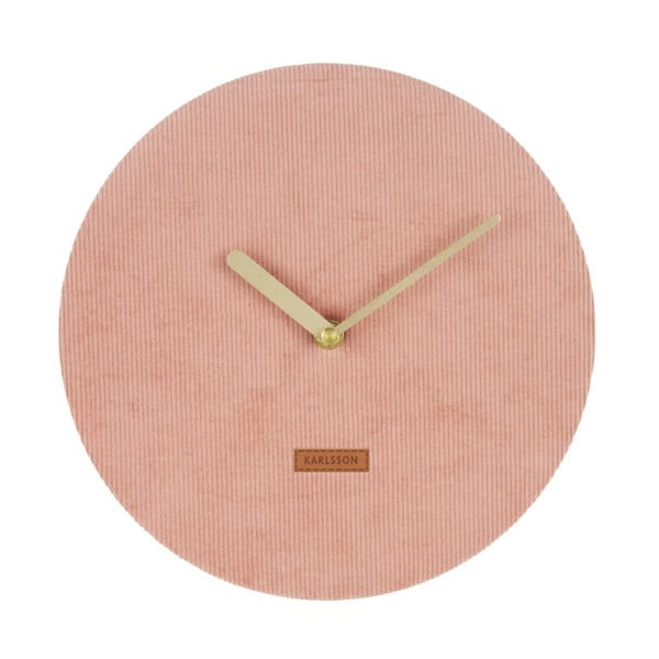 Ružičasti zidni sat sa sumotom Karlsson Corduroy, ⌀ 25 cm