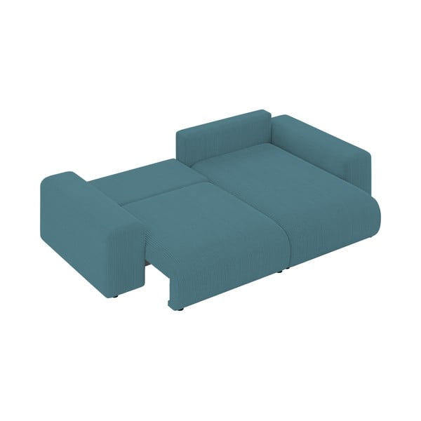 Tirkizna sklopiva/s prostorom za odlaganje kutna garnitura od samta Luma – Ropez-image-4