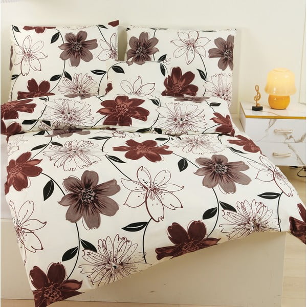 Smeđe-krem mikrosatenska posteljina za krevet za jednu osobu 140x200 cm u setu od 6 kom. Scarlet - My House-image-3