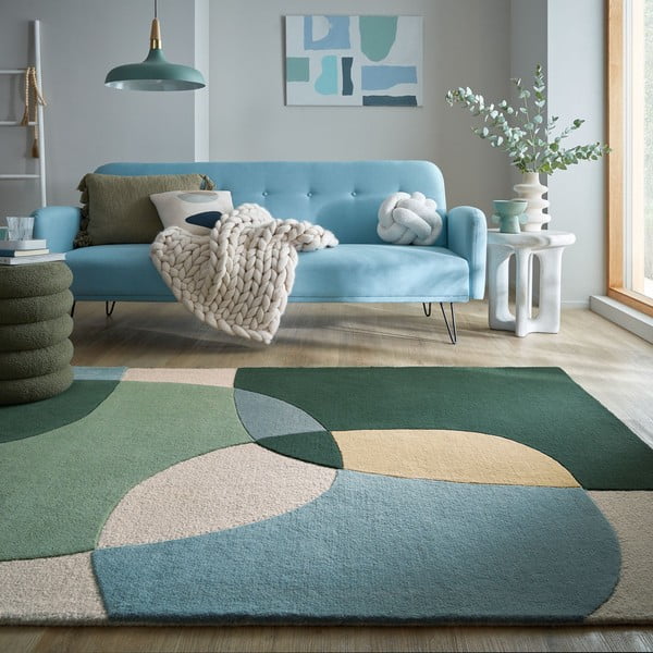 Zeleni ručno rađen vunen tepih 160x230 cm Glow Green & Blue – Flair Rugs-image-1