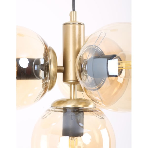 Žuta /u zlatnoj boji viseća svjetiljka sa staklenim sjenilom ø 15 cm Hector – Squid Lighting-image-2