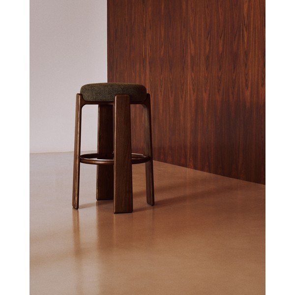 Zelena/u tamnoj prirodnoj boji barska stolica od čvrste jeseni (visine sjedala 75 cm) Granite – Kave Home-image-3