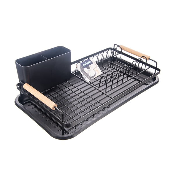 Crni metalni ocjeđivač za posuđe 43x23,5 cm Radka – Orion