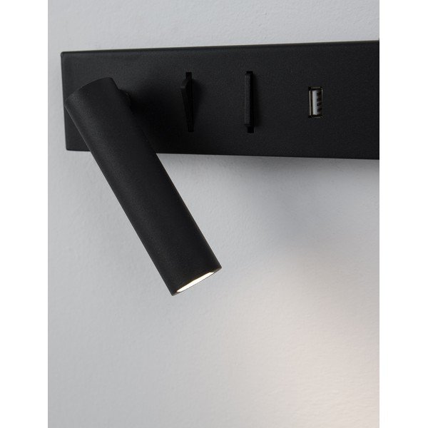 Mat crna metalna LED zidna lampa sa savitljivom konstrukcijom/s USB priključkom Vida – Nova Luce-image-1