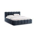Tamno plavi tapecirani bračni krevet s prostorom za odlaganje s podnicom 180x200 cm Lupine – Micadoni 