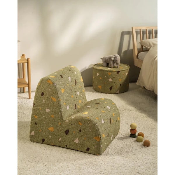 Zelena dječja fotelja od bouclé tkanine/od šenila Terrazzo Cloud – Wigiwama-image-3