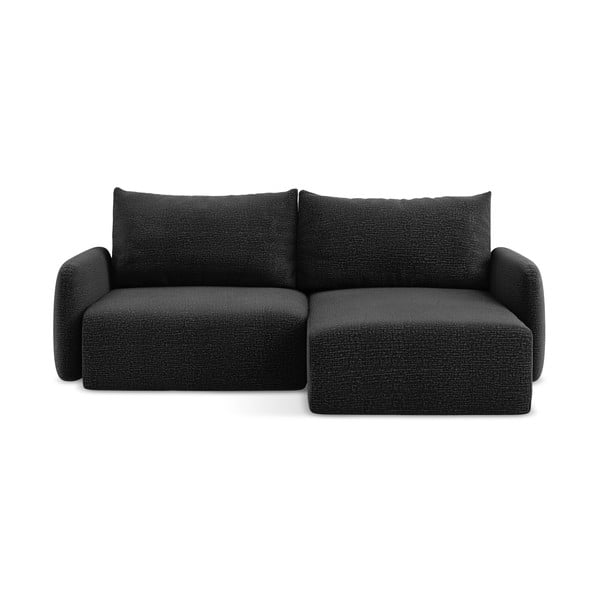 Crna sklopiva/s prostorom za odlaganje kutna garnitura (s desnim kutom) Kalena – Makamii