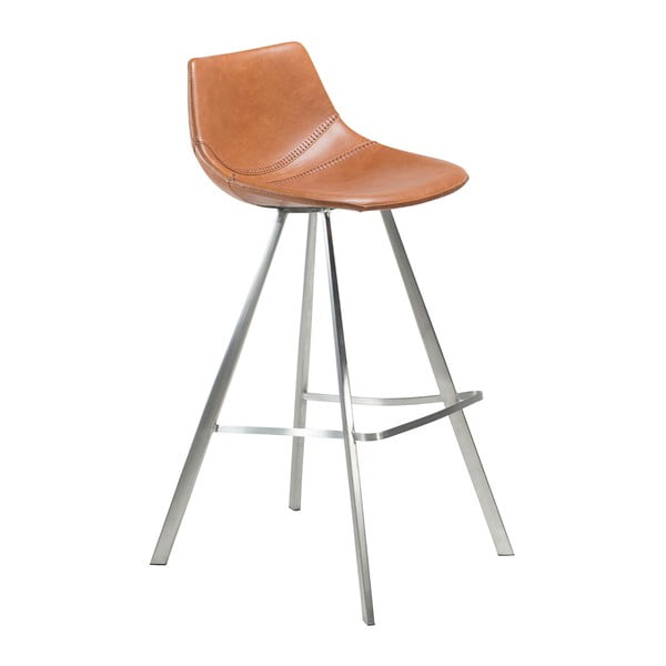 Smeđa barska stolica s čeličnom bazom DAN – FORM Pitch