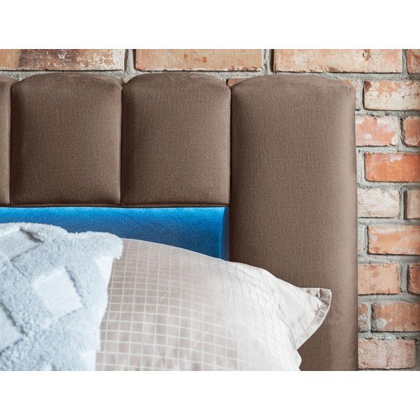 Svjetlo smeđi tapecirani bračni krevet s prostorom za odlaganje s podnicom 160x200 cm Lamica – ELTAP-image-4