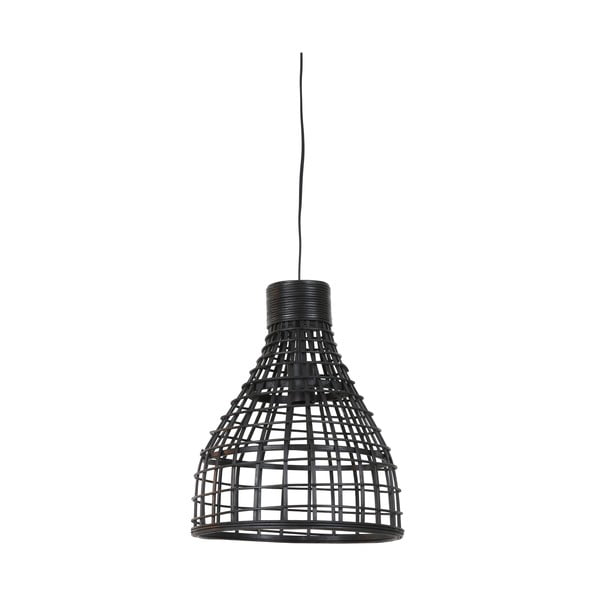 Crna stropna svjetiljka sa sjenilom od ratana ø 34 cm Puerto - Light & Living