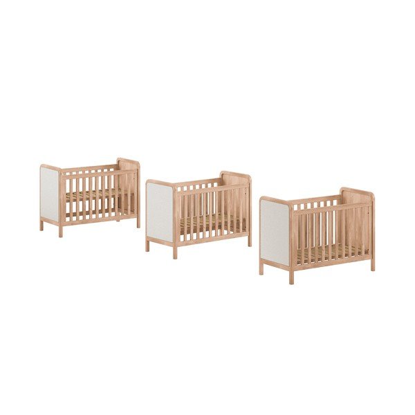 Dječji krevet s podesivom visinom 60x120 cm u prirodnoj boji Woods – Vipack-image-2