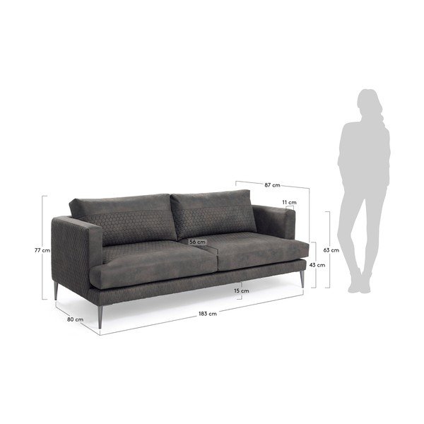 Grafitno siva sofa Kave Home Vinny-image-3