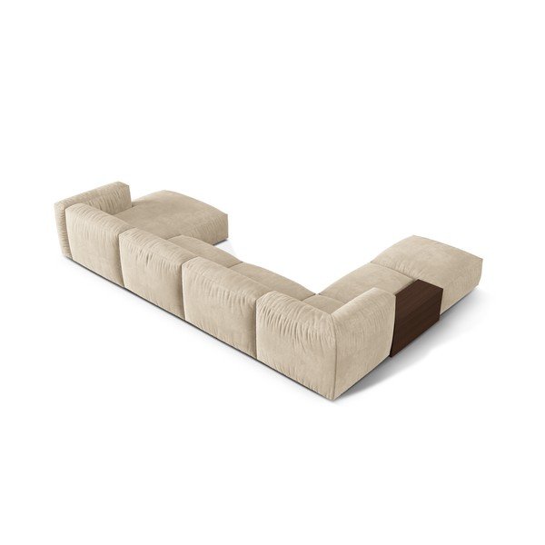 Bež baršunasti kutna garnitura (s lijevim kutom/u obliku slova "U") Martina – Micadoni -image-3