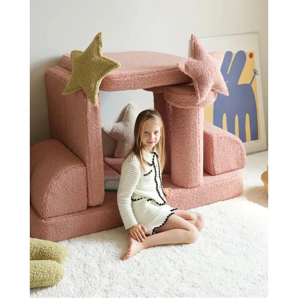 Ružičasti dječji jastuk za sjedenje od bouclé tkanine Star – Wigiwama-image-3