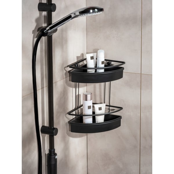 Crna kutna polica za tuš Wenko Molinella , 30 x 22 cm-image-1