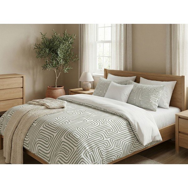 Kadulja zelena posteljina za krevet za jednu osobu 200x140 cm Maze – Mijolnir