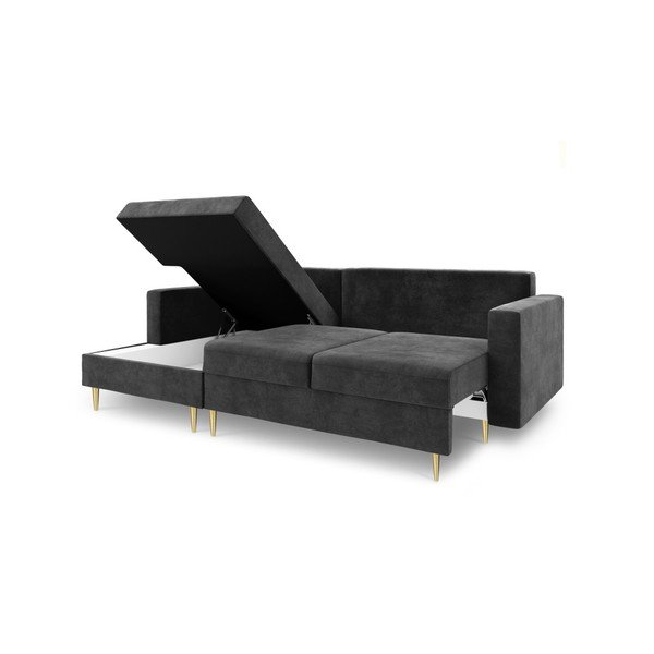 Tamno sivi kauč na razvlačenje s prostorom za odlaganje Mazzini Sofas Muguet, lijevi kut-image-2