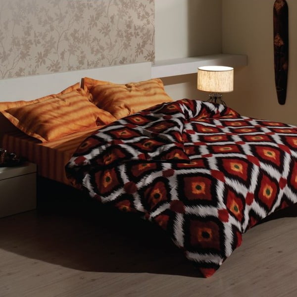 Komplet posteljine i plahti Ikat Brown, 200x220 cm