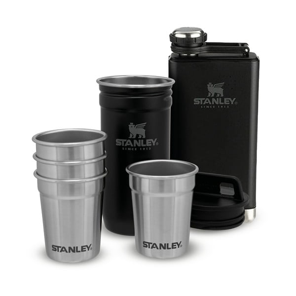 Crni set pljoske i čaša od nehrđajućeg čelika 6 kom 250 ml Adventure Black – Stanley