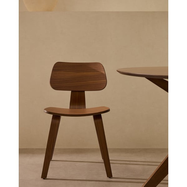 Tamno smeđa blagovaonska stolica u dekoru oraha Gena – Kave Home-image-1