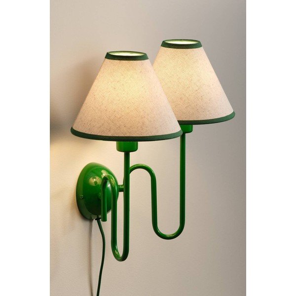 Zelena/bež lanena zidna lampa s utikačem Juliet – Jotex-image-1