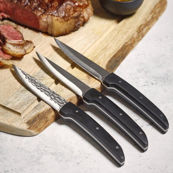 Crni/u srebrnoj boji željezni noževi za odreske u setu 4 kom Carne – BonBistro-image-1