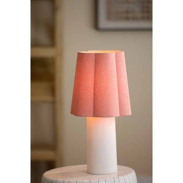Stolna lampa u boji lososa/krem s tekstilnim sjenilom (visina 50 cm) Musaby – Light & Living-image-1