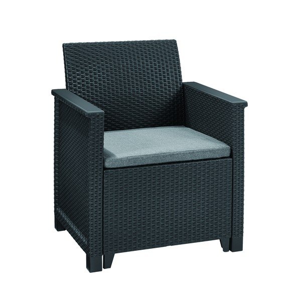 Tamno siva vrtna garnitura od umjetnog ratana za 2 osobe Elodie – Keter-image-1