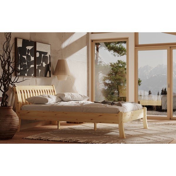 Krevet od masivnog bora 90x200 cm u prirodnoj boji Tonja – Olivia Living-image-3