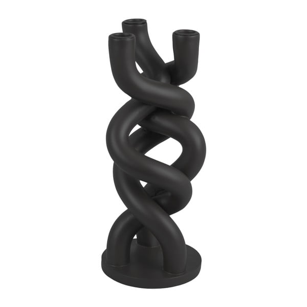 Crni keramički svijećnjak za tri svijeće PT LIVING Twisted, visina 31,4 cm
