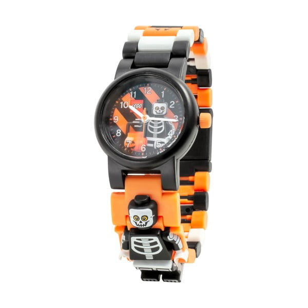Crni ručni sat s remenom na slaganje i figuricom LEGO® Skeleton