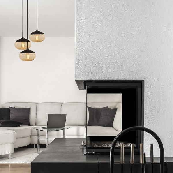 Oker žuta/crna viseća svjetiljka sa staklenim sjenilom ø 50 cm Camini – Opviq lights-image-1